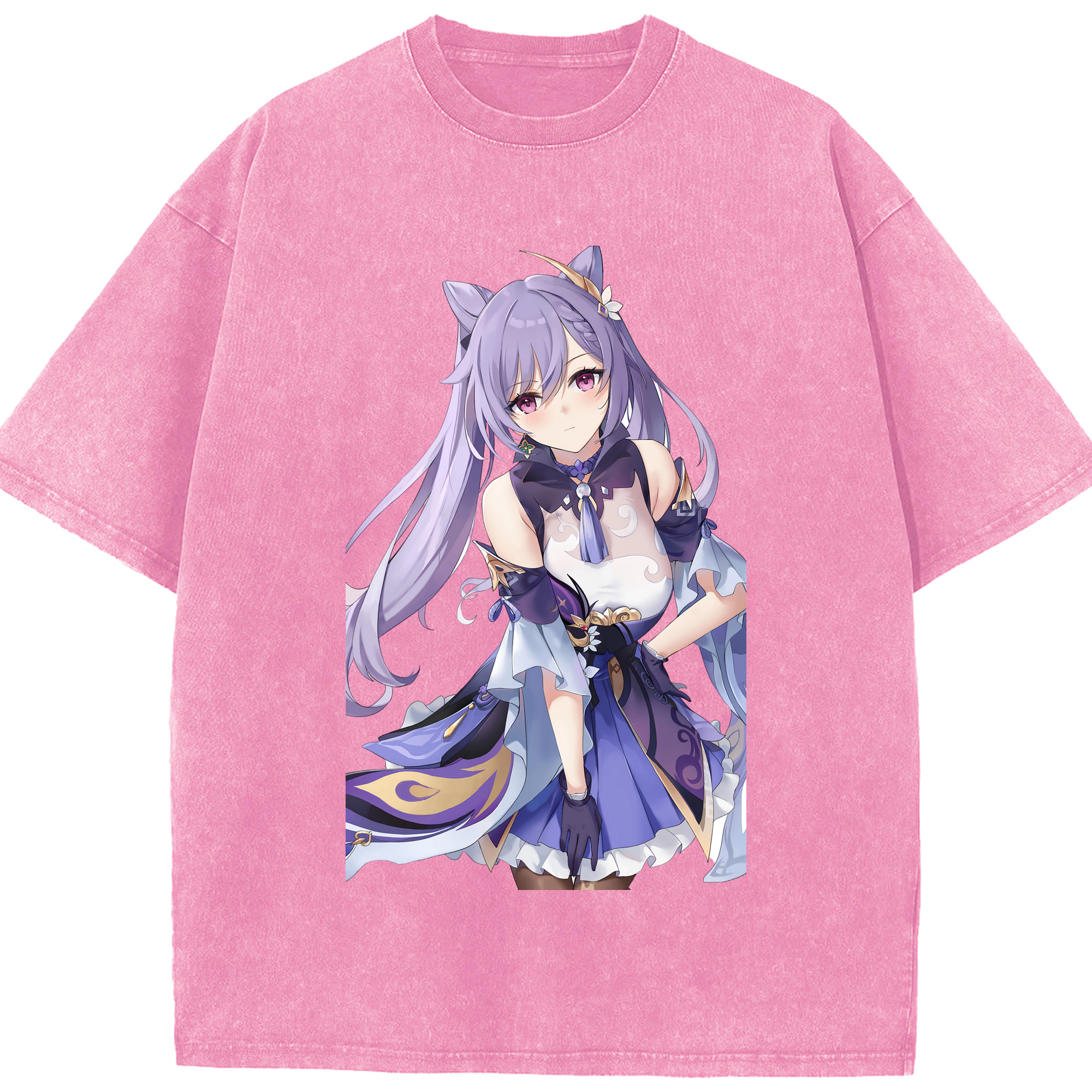 げんし神 刻晴 こくせい genshin Kokusei 綿100% ヴィンテージ風 半袖Tシャツ（フロントプリント）